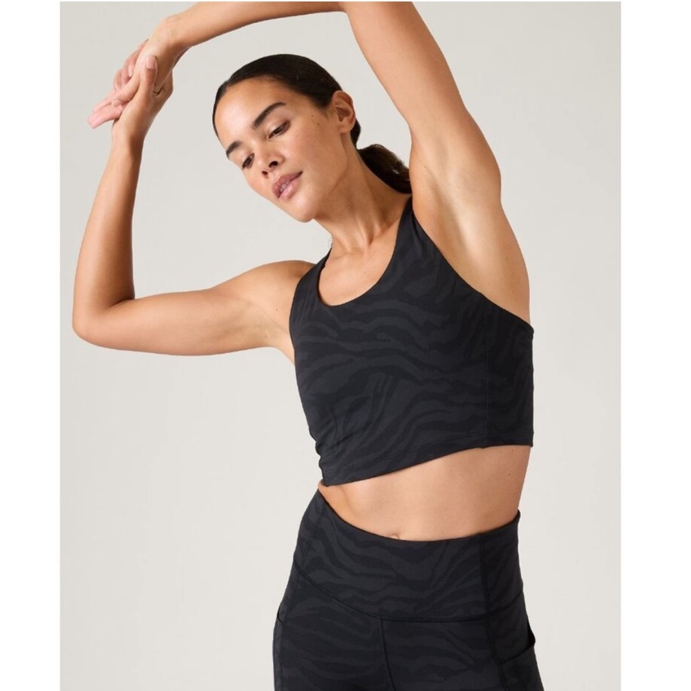 NWOT Athleta Ultimate Longline Bra A-C Zebra Black